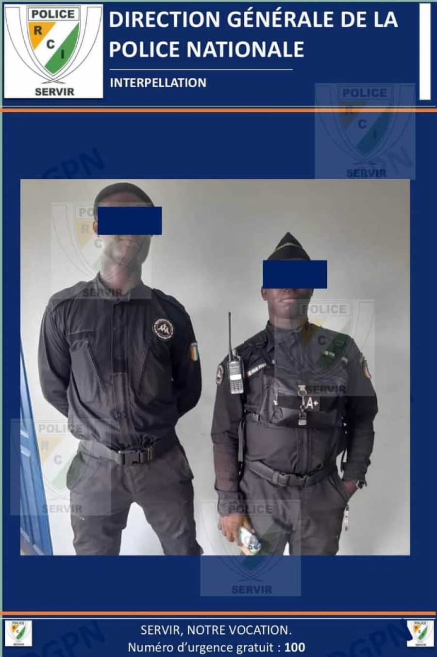 Côte d’Ivoire/Sécurité : la police nationale interpelle deux individus en tenue militaire