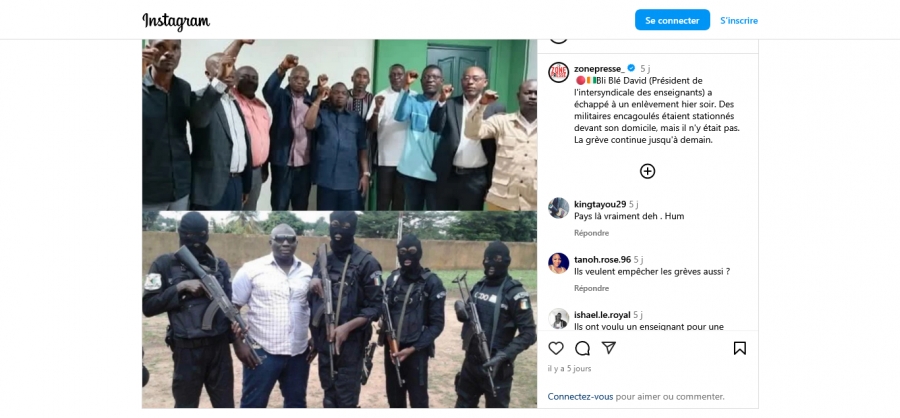 Côte d’Ivoire : Bli Blé David et ses camarades maintiennent leur grève, et racontent les circonstances de leur arrestation par la gendarmerie