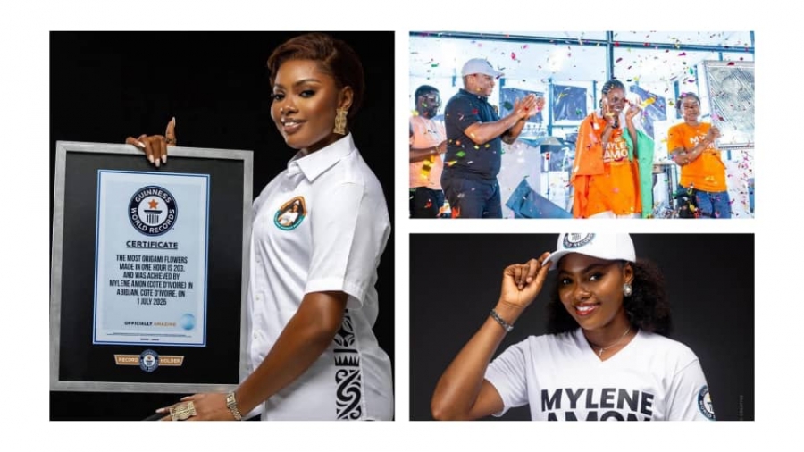Côte d'Ivoire : Mylène Amon inscrit son nom dans le Livre Guinness des records avec 203 fleurs origami japonaises en une heure