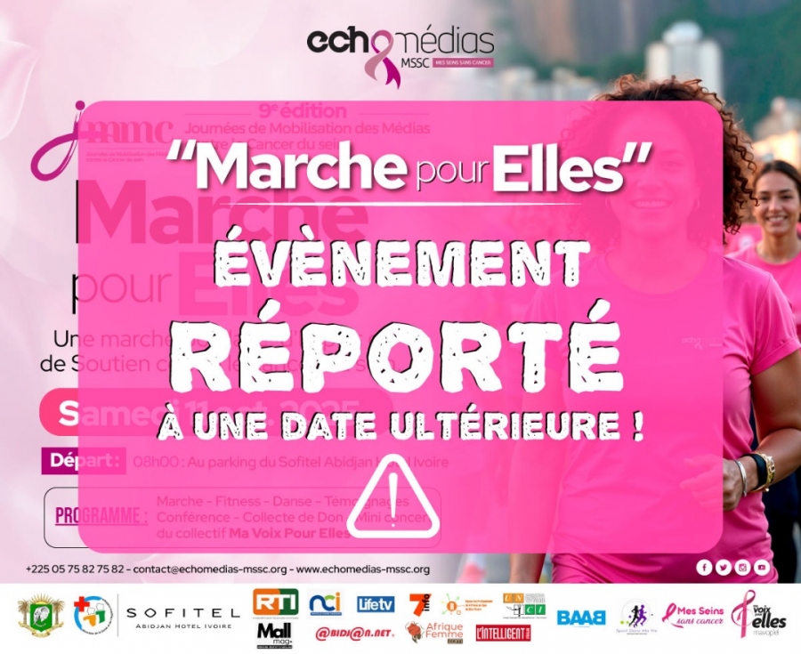 Côte d’Ivoire : Écho Medias-Mssc reporte sa journée sportive de sensibilisation au cancer du sein dénommée « Marche Pour Elles »